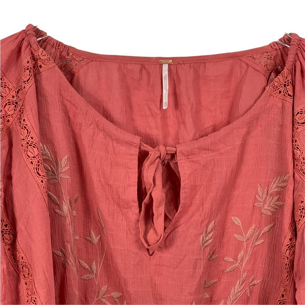 Free People Maria Maria Crochet Embroidered Blouse Top Size XS - Picture 3 of 9